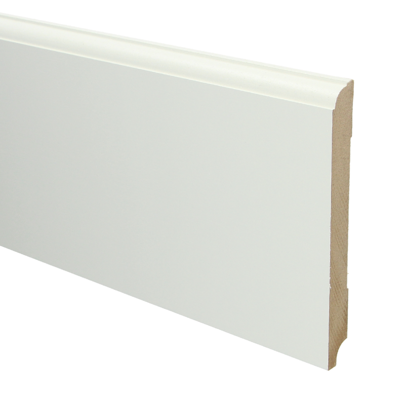 PPC - MDF Eigentijdse plint 150x15 wit voorgel. RAL 9010 - Profiel