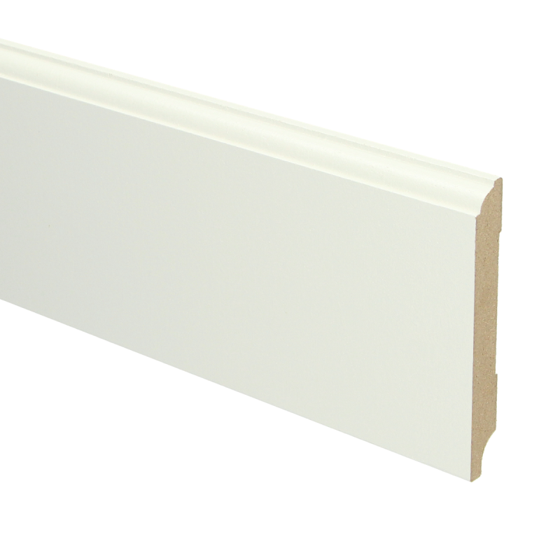 PPC - MDF Eigentijdse plint 90x12 wit voorgel. RAL 9010 - Profiel