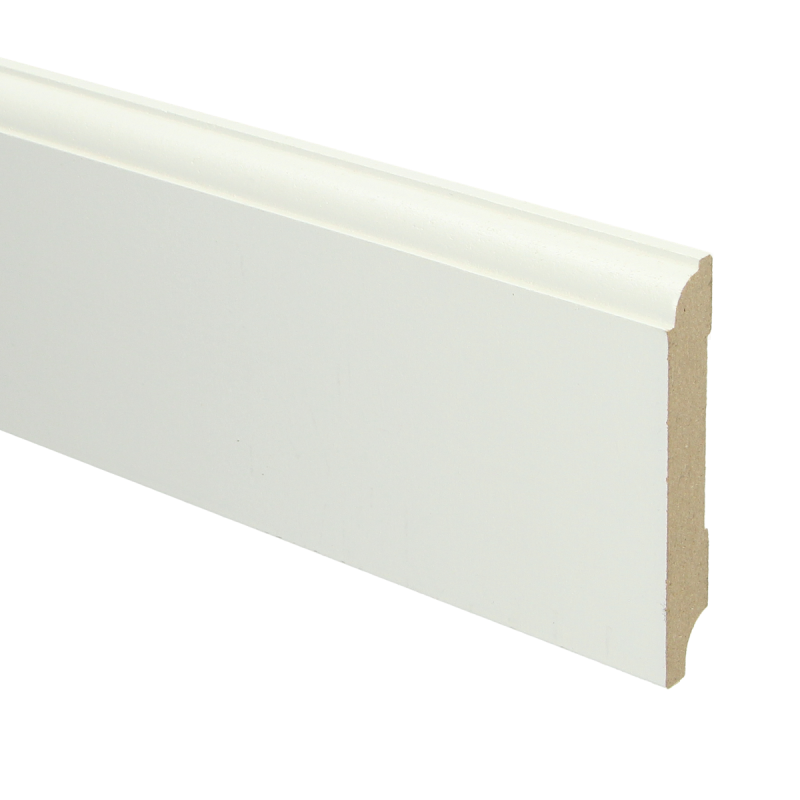 PPC - MDF Eigentijdse plint 90x18 wit voorgel. RAL 9010 - Profiel
