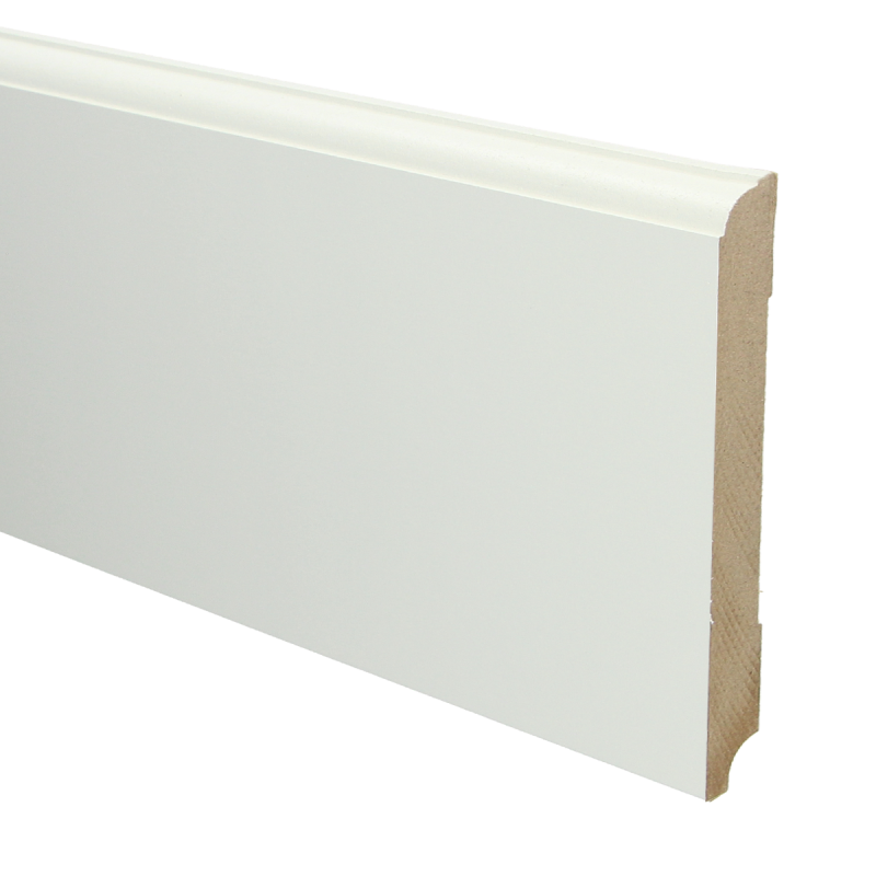 MDF Eigentijdse plint 150x18 wit voorgel. RAL 9010