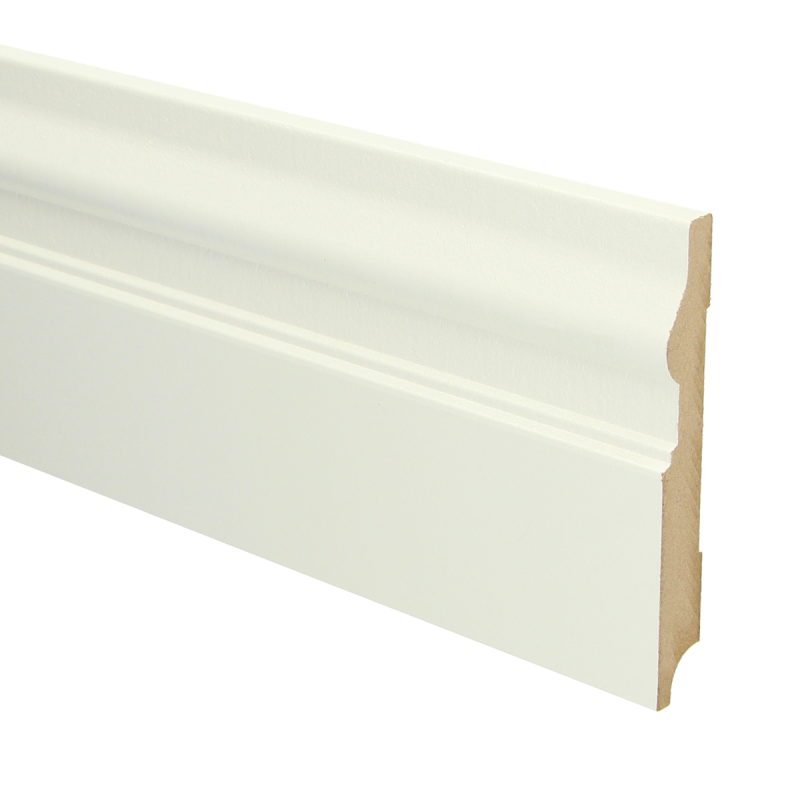PPC - MDF Renaissance plint 120x15 wit voorgel. RAL 9010 - Hoge plint