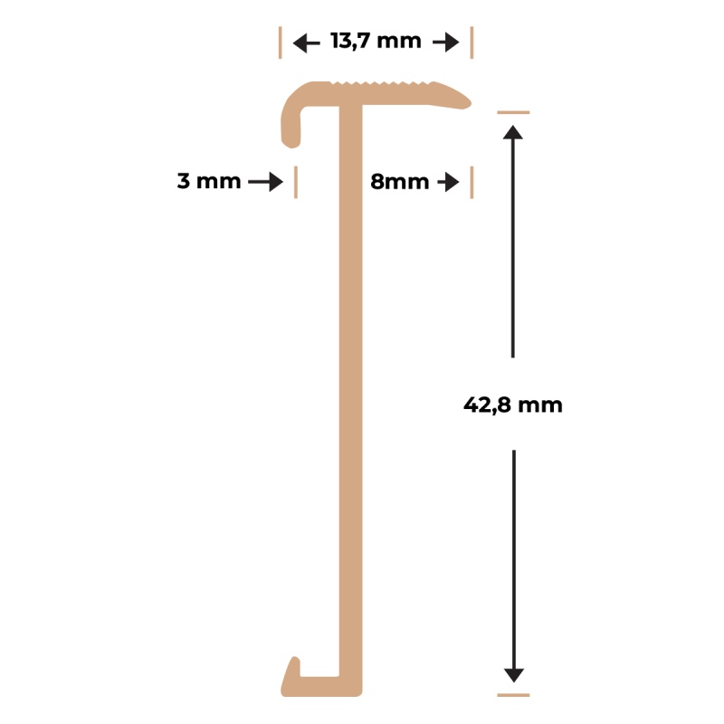 Trapneusprofiel PVC zwart 14x43mm 3m - Afbeelding 3