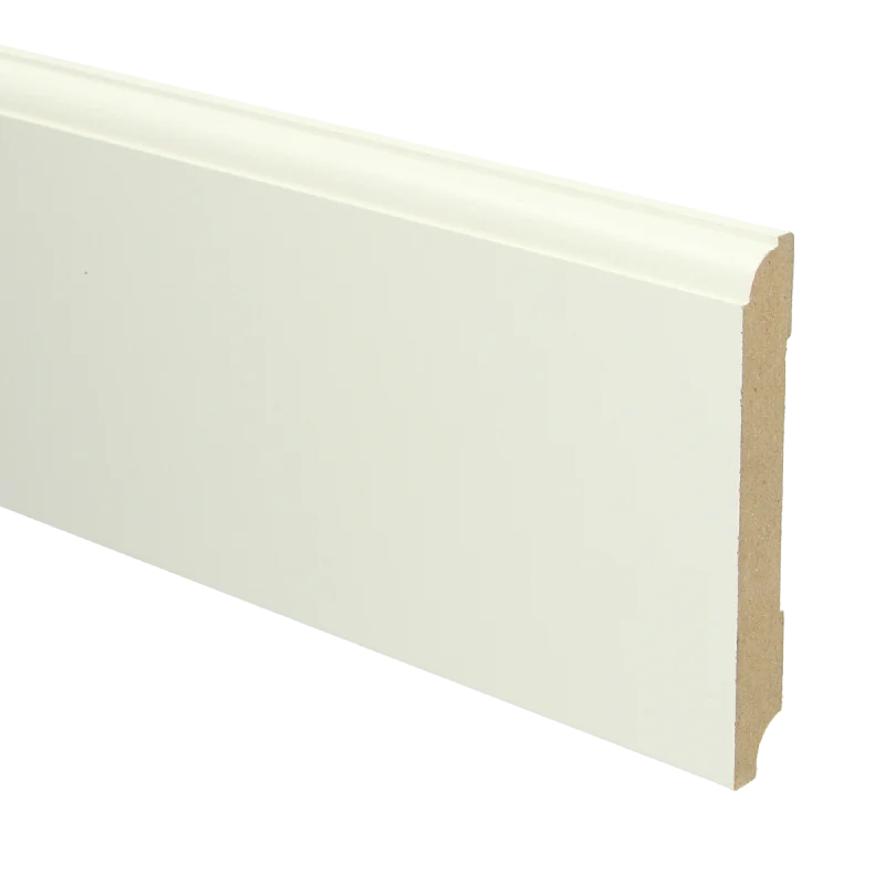 PPC - MDF Eigentijdse plint 120x15 wit voorgel. RAL 9010 - Hoge plint