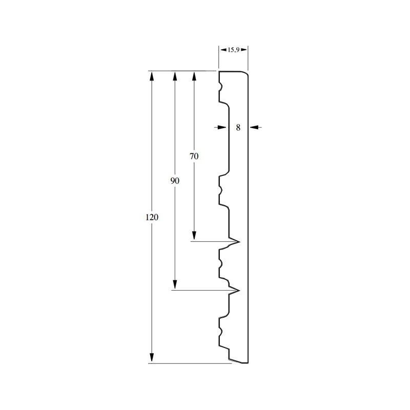PPC - Flexibele Moderne plint 120/90/70x15 wit - Profiel - Afbeelding 2