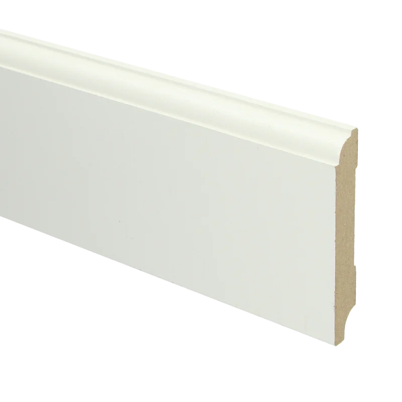 PPC - MDF Eigentijdse plint 90x18 wit voorgel. RAL 9010 - Profiel