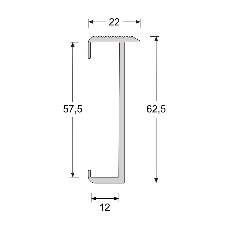 PPC - Trapprofiel 60 mm tbv laminaat 7-9,5 mm zwart - Traprenovatie profiel - Afbeelding 2